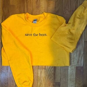 Yellow 'Save the Bees' Cropped Sweatshirt